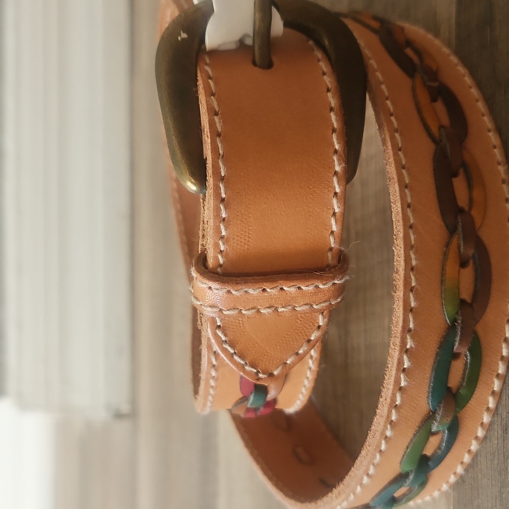 Genuine Leather Multi Colored Tan Belt - Picture 3 of 6